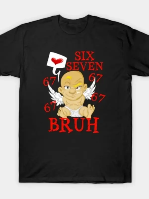 Sevgililer Günü Six Seven 67 6 7 Meme Dabbing Cupids T-shirt Erkekler Kadınlar için % 100% P