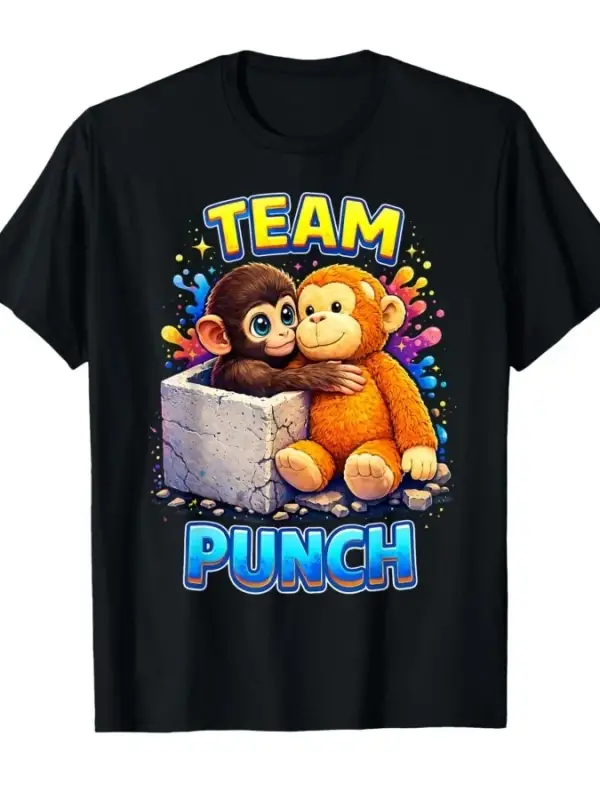 Sevimli Bebek Maymun Adı Verilen Punch Gömlek Punch Maymun Destekçisi T-shirt Erkekler Kadınl