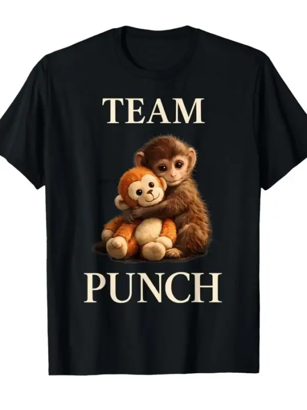 Sevimli Bebek Maymun Punch Takımı T-shirt Erkekler Kadınlar Için % 100% Pamuk T Shirt Kısa Ko