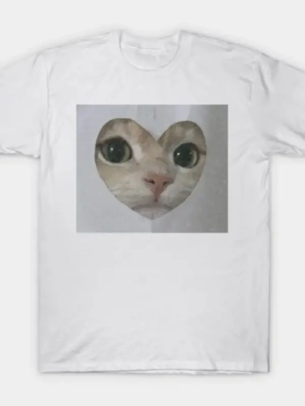 Sevimli Kedi Kalp Meme Kedi Sevgilisi T-shirt Erkekler Kadınlar Için % 100% Pamuk T Shirt Kıs