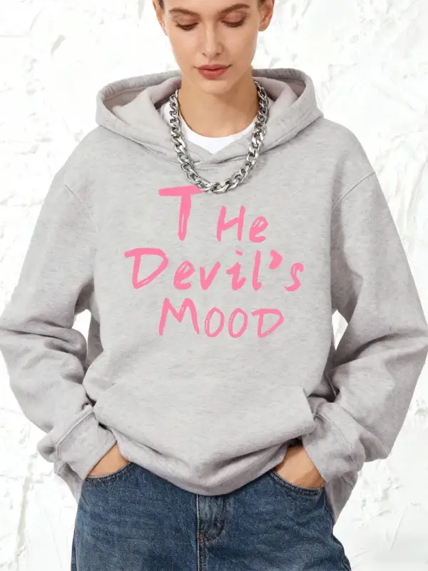 Şeytanın Ayı Baskılı Pamuklu Kapüşonlu Üstleri Kadınlar İçin Kışlık Polar Sıcak Sweatshirt Ko