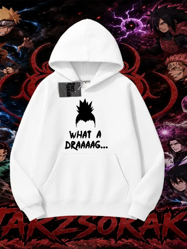 Shikamaru Nara Naruto Anime Karakter Oversize Unisex Kapşonlu Sweatshirt Beyaz