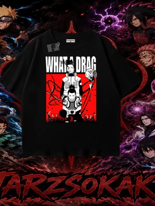Shikamaru Nara Naruto Anime Karakter Oversize Unisex Tişört Beyaz