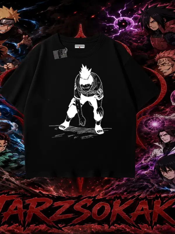 Shikamaru Nara Naruto Anime Karakter Oversize Unisex Tişört Beyaz