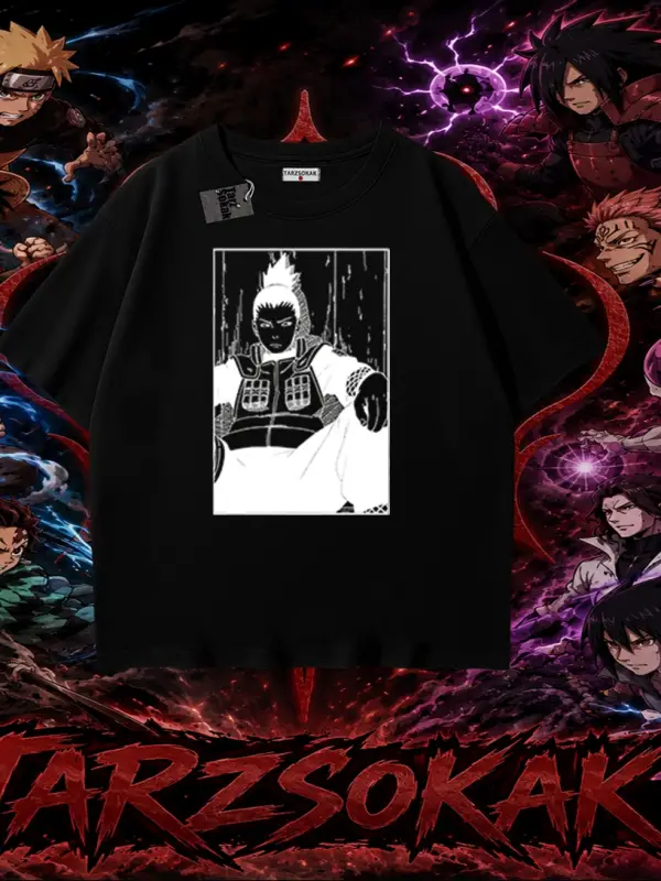 Shikamaru Nara Naruto Anime Karakter Oversize Unisex Tişört Beyaz