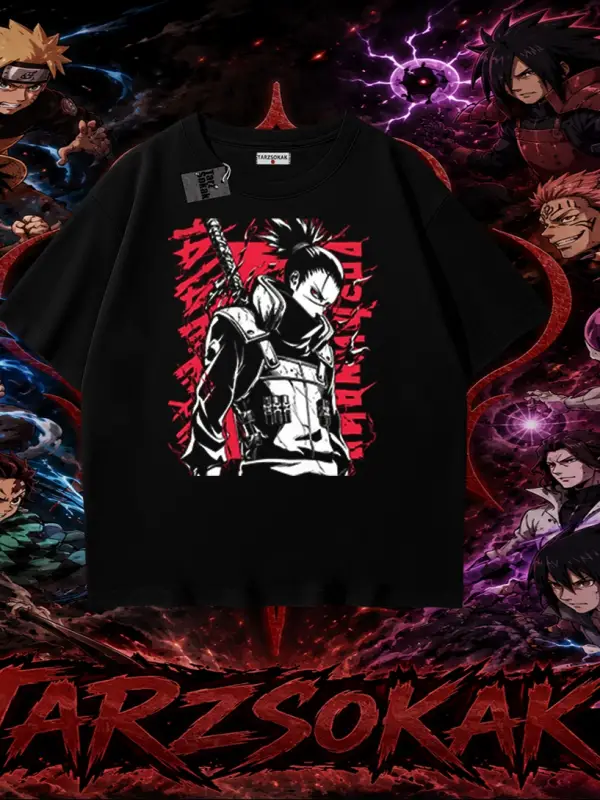 Shikamaru Nara Naruto Anime Karakter Oversize Unisex Tişört Beyaz