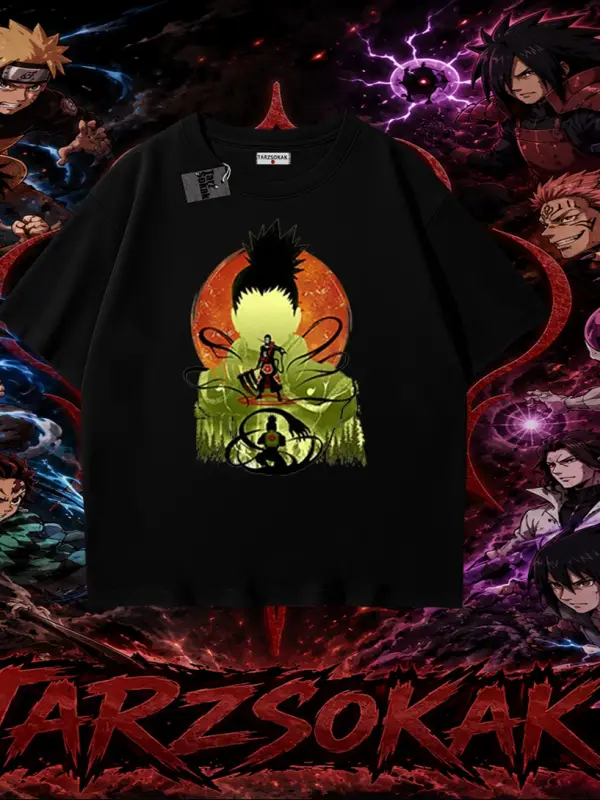 Shikamaru Nara Naruto Anime Karakter Oversize Unisex Tişört Beyaz