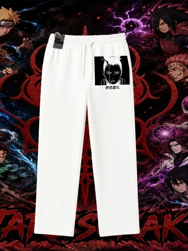 Shikamaru Nara Naruto Anime Karakter Unisex Baggy Eşofman Altı Beyaz