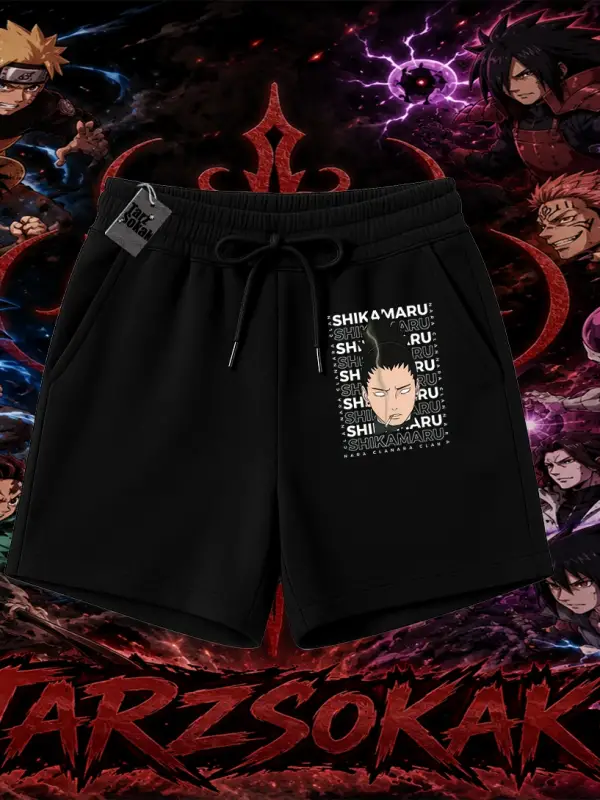 Shikamaru Nara Naruto Anime Karakter Unisex Şort Beyaz