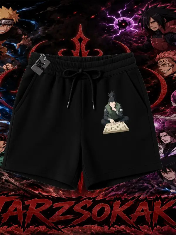 Shikamaru Nara Naruto Anime Karakter Unisex Şort Beyaz