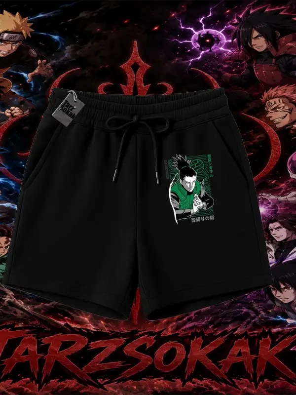 Shikamaru Nara Naruto Anime Karakter Unisex Şort Beyaz
