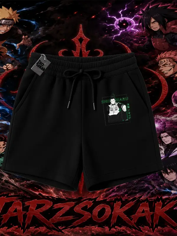 Shikamaru Nara Naruto Anime Karakter Unisex Şort Beyaz