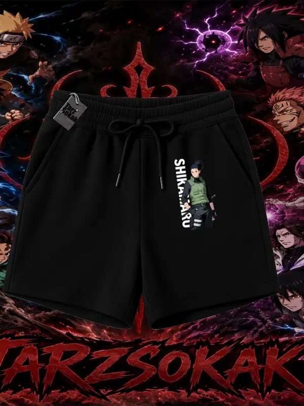 Shikamaru Nara Naruto Anime Karakter Unisex Şort Beyaz