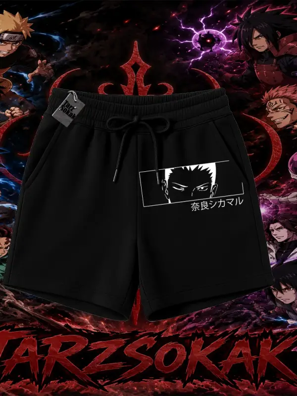 Shikamaru Nara Naruto Anime Karakter Unisex Şort Beyaz