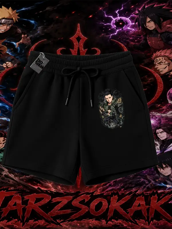Shikamaru Nara Naruto Anime Karakter Unisex Şort Beyaz