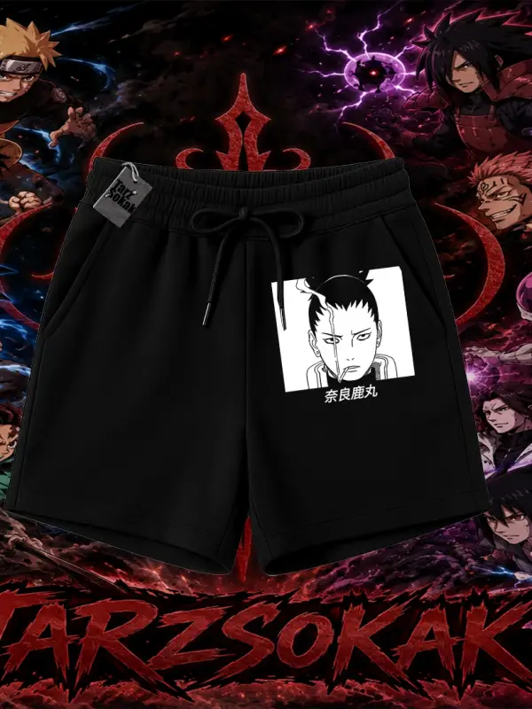 Shikamaru Nara Naruto Anime Karakter Unisex Şort Beyaz