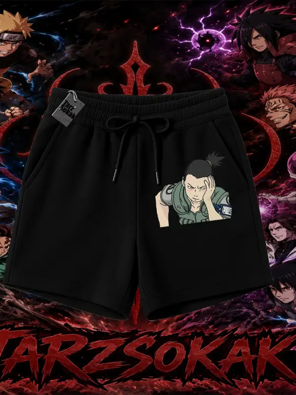 Shikamaru Nara Naruto Anime Karakter Unisex Şort Beyaz