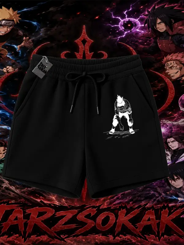 Shikamaru Nara Naruto Anime Karakter Unisex Şort Beyaz
