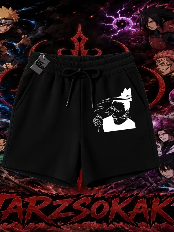 Shikamaru Nara Naruto Anime Karakter Unisex Şort Beyaz