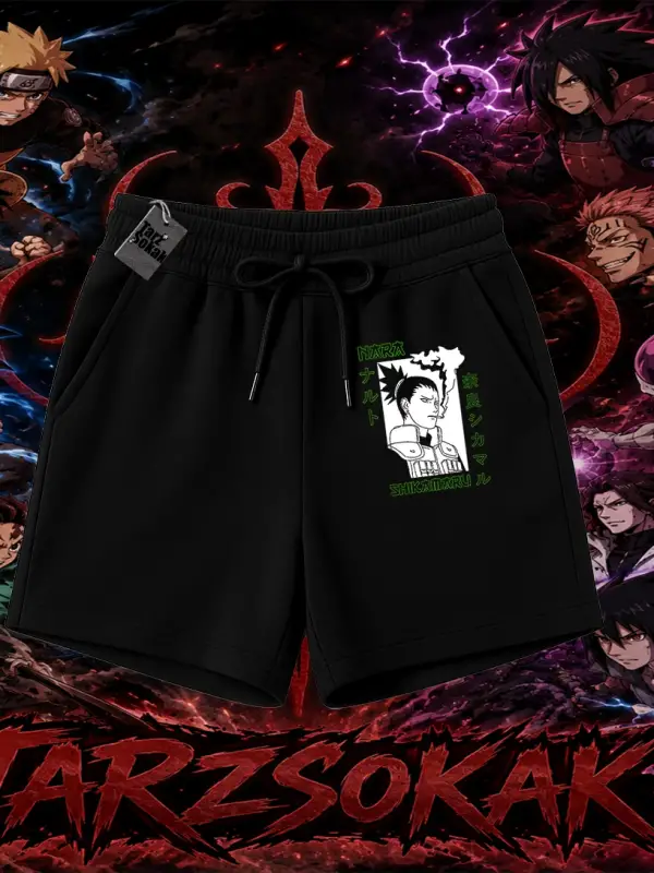Shikamaru Nara Naruto Anime Karakter Unisex Şort Beyaz
