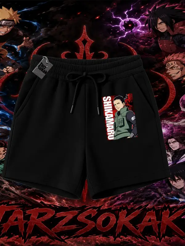 Shikamaru Nara Naruto Anime Karakter Unisex Şort Beyaz