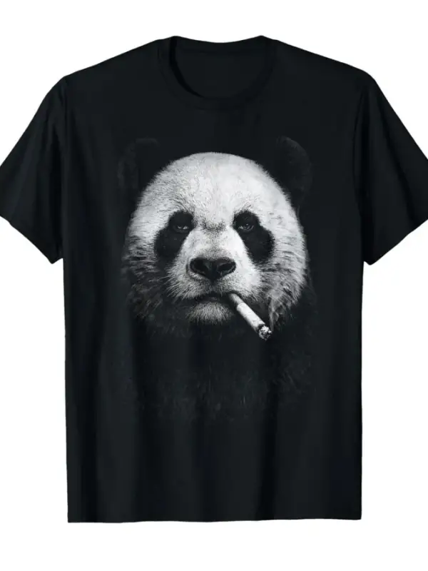 Sigara içen Panda sigara komik Meme aptal beyin bozukluğu Y2K erkekler kadınlar için tişört %