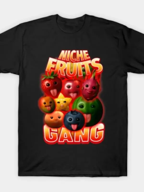 Silly Ai Fruits Gen Z Brainrot Niche Fruits Gang Erkek Kadın Tişörtü %100 Pamuk Tişörtler Kıs
