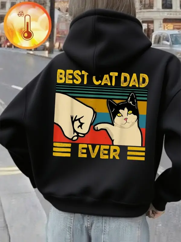 Şimdiye kadarki en iyi kedi babası baskı kapüşonlu üstler kadın kış polar sıcak kazaklar raha