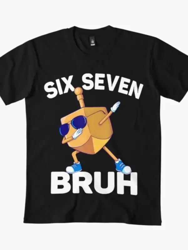Six Seven Bruh Dabbing Dreidel Hanukkah Chanukah 67 Meme Tişörtü Erkekler ve Kadınlar İçin %1