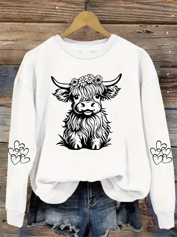 Sokak bayan kazak Kawaii karikatürler inek baskı Hoodie sıcak polar Crewneck rahat kazak sonb