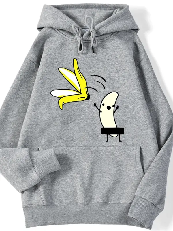 Sokak Bayanlar Kapüşonlular Muz Kabuğu Çıkaralım Komik Baskı Giyim Rahat Sıcak Tişörtü Kadın