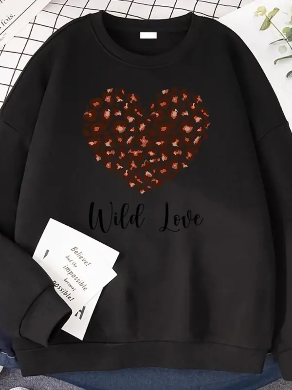 Sokak Kawaii Kadın Tişörtü Bu Görünüyor Vahşi Aşk Baskı Kapüşonlular Gevşek Bisiklet Yaka Kaz