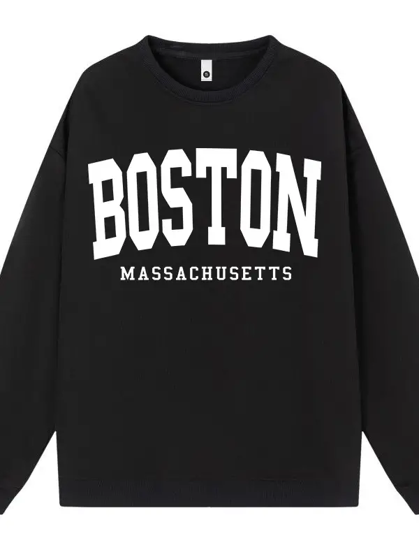 Sonbahar basit artı boyutu kadın tişörtü Boston özledim achusimple basit mektup baskı baskıla