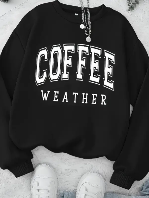 Sonbahar sıcak Womans tişörtü kahve hava mektubu baskılı Hoodies rahat Crewneck yumuşak kazak