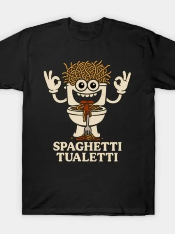 Spagetti Tualetti İtalyan Brainrot Meme T-shirt Erkekler Kadınlar Için % 100% Pamuk T Shirt 3
