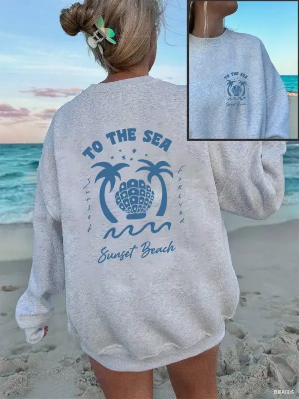 Sperm Balinası Mavi Baskılı Sweatshirt Kadın Polar Sıcak Bol Kapüşonlu Sweatshirt Bisiklet Ya