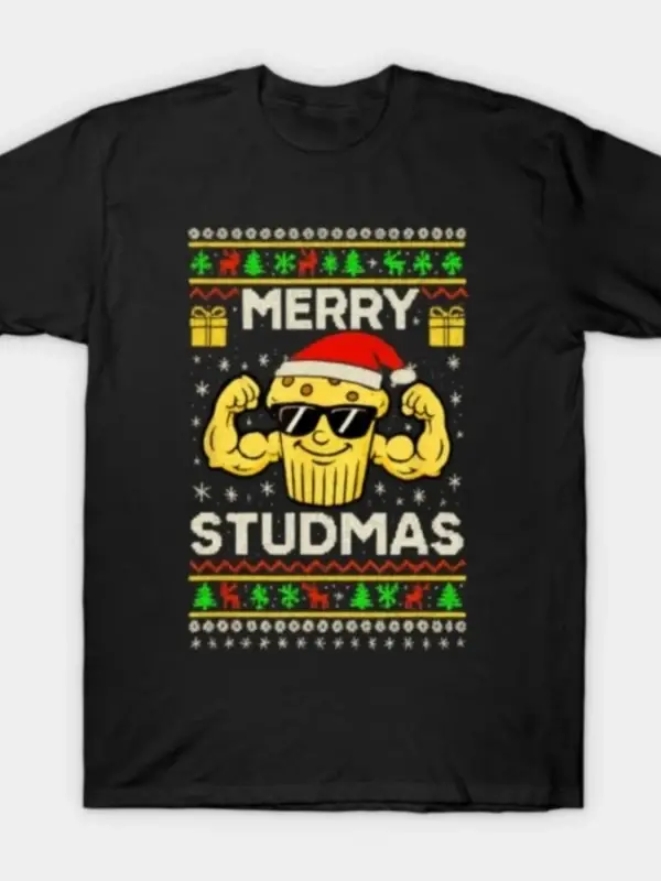 Stud Muffin Köpek Komik Tatil Grafik Noel T-shirt Erkekler Kadınlar Için % 100% Pamuk T Shirt