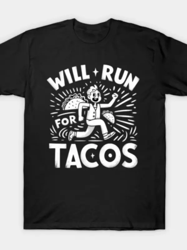 Taco Severler İçin Komik Fitness Koşu Tişörtü Erkek Kadın %100 Pamuklu Tişörtler Kısa Kollu Ü