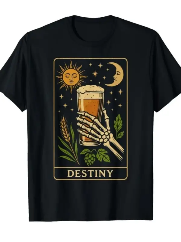 Tarot Kartı Erkek Kadın Komik Bira T-shirt Erkekler Kadınlar Için % 100% Pamuk T Shirt Kısa K