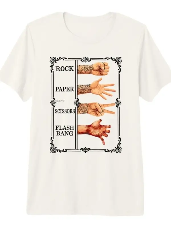 Taş Kağıt Makas Flashbang Gamer Meme T-shirt Erkekler Kadınlar Için % 100% Pamuk T Shirt Kısa