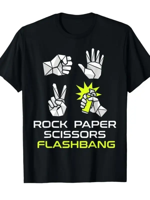 Taş Kağıt Makas Flashbang Komik Oyuncu Meme T-shirt Erkekler Kadınlar Için % 100% Pamuk T Shi