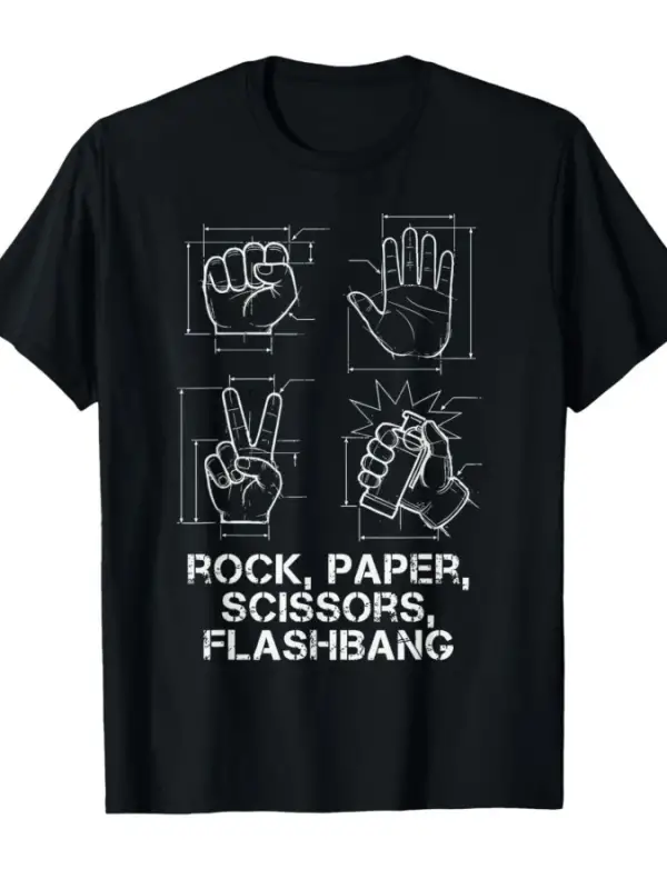 Taş Kağıt Makas Flashbang Komik Oyuncu Meme T-shirt Erkekler Kadınlar Için % 100% Pamuk T Shi