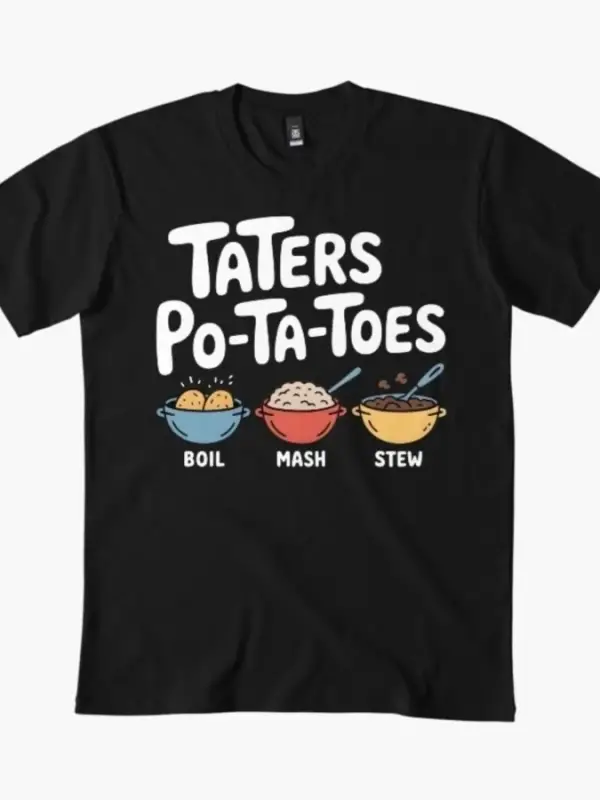 Taters Po-Ta-Toes – Boil`Em Mash`Em Stick`Em in a Stew Nerd Erkek Kadın Tişörtleri %100 Pamuk