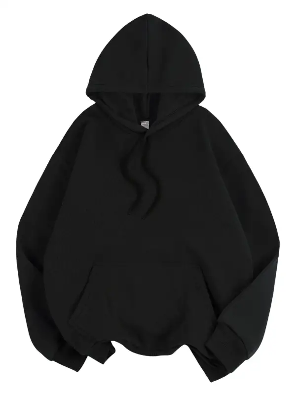 Temel Kışlık Kadın Düz Renk Kapüşonlu Sweatshirtler Esnek Polar Rahat Sweatshirtler Bol Cepli