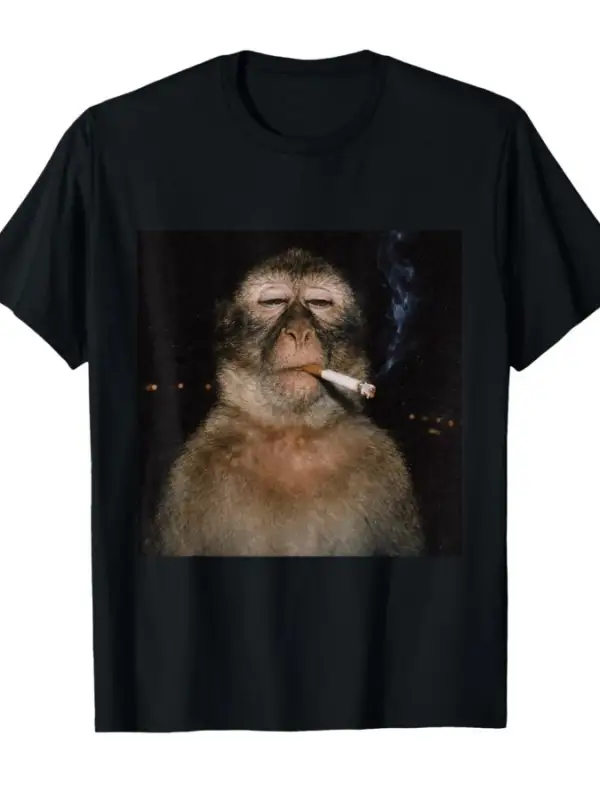 Thinking Monkey Meme T-shirt Erkekler Kadınlar İçin %100 Pamuklu Tişörtler Kısa Kollu Üstler