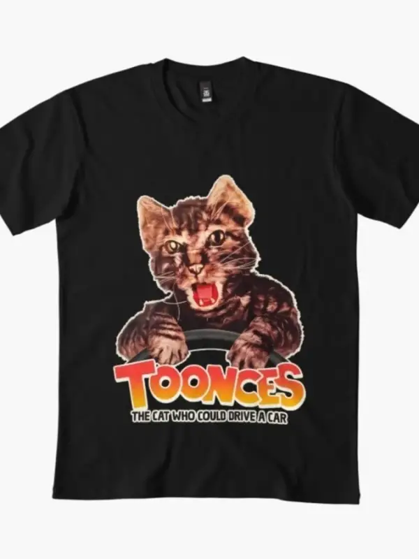 Toonces Araba Sürübilen Kedi Erkekler Kadınlar Için T-shirt % 100% Pamuklu T Shirt Kısa Kollu