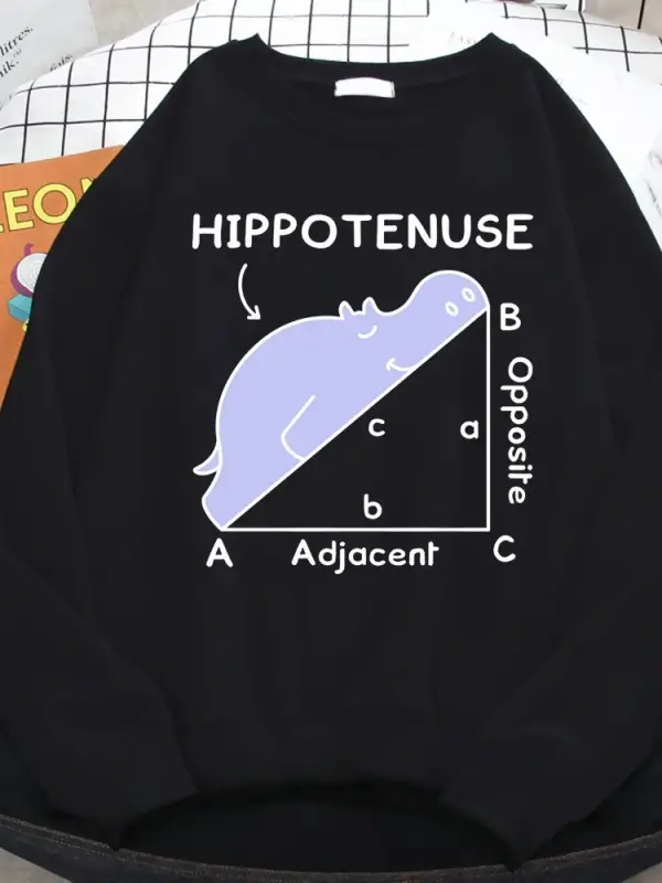 Trend sonbahar kazak kadınlar için Hippo matematik sorunu üzerinde uyku baskı Hoody yumuşak p