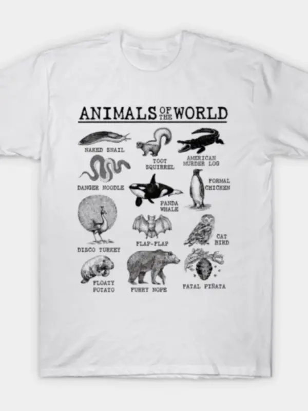 Tüm Dünyanın Hayvanları Vintage Komik Hayvan Meme Tişörtü Erkekler Kadınlar İçin %100 Pamuk T