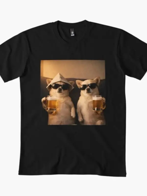 Two Cool Chihuahuas — Erkekler Kadınlar İçin Bira Gecesi Tişörtü %100 Pamuklu Tişörtler Kısa