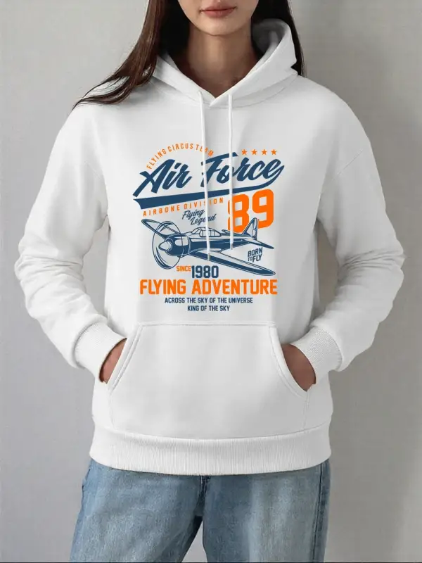 Uçan Macera Baskılar Hoodies Kadın Rahat Gevşek Tişörtü Kış Polar Sıcak Kazaklar Temelleri Ce